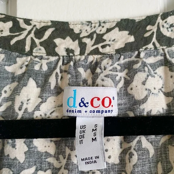 NWOT Denim & Co Naturals Floral Midi Dress, Women’s Size Small, QVC Olive Linen - Picture 6 of 7